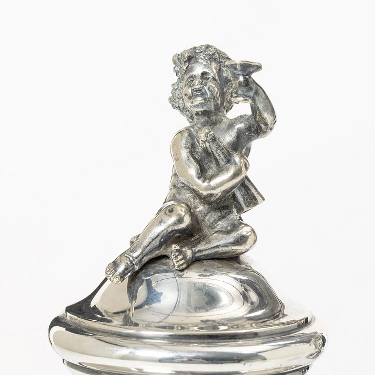 Brännvinscistern, nysilver, DA Kjernås Nysilfverfabrik, Göteborg.