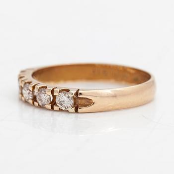 Ring, halvallians, 14K guld, briljantslipade diamanter ca 0.50 ct tot. Finland 1992. Med sertifikat.