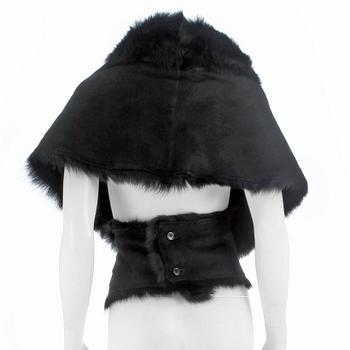 RALPH LAUREN, a black lambfur shawl / stola, size M.