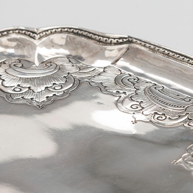 A Russian mid-18th-century silver salver, maker's mark of Fedor Petrov, Moscow 1756.