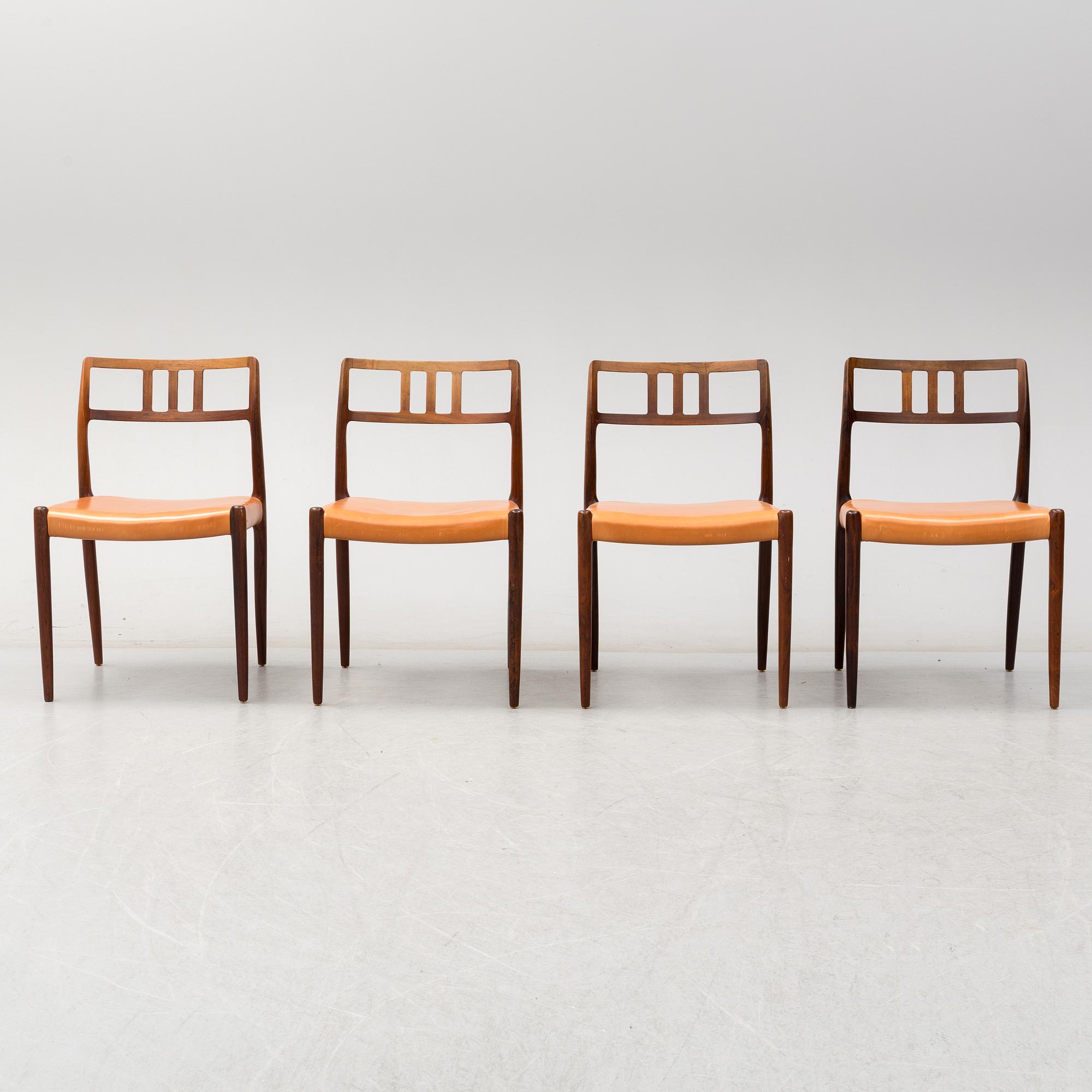 NIELS O. MØLLER, stolar, 4 st, J.L. Møller Models, Danmark, 1960-tal.