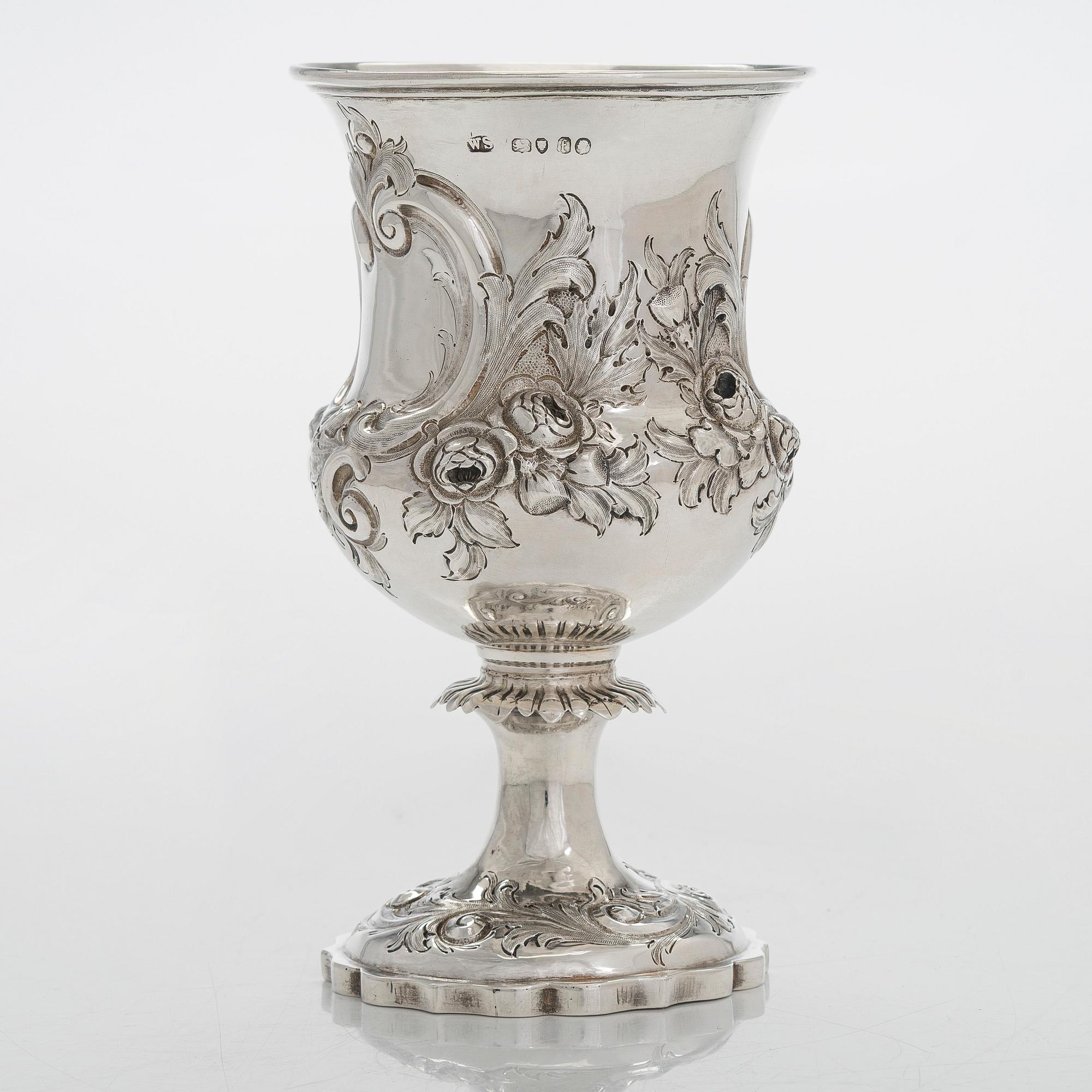 William Smily, a sterling silver Goblet, maker's mark of William Smily, A B Savory & Sons, London 1861.