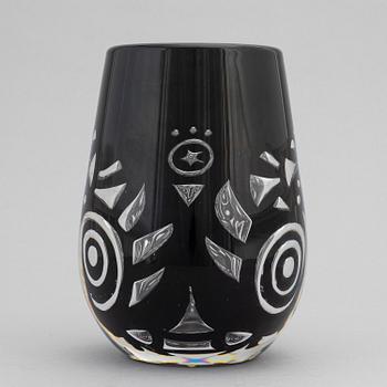 Lars Hellsten, vas, glas, "Kungen", signerad, Orrefors, 1988.
