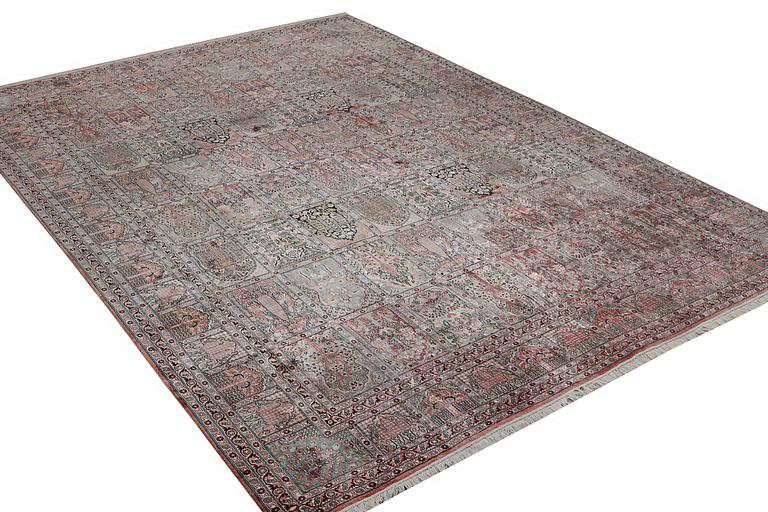 A carpet, silk Kashmir, ca 413 x 303 cm.