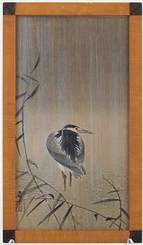 Ohara Koson, 'Night heron in the rain'.