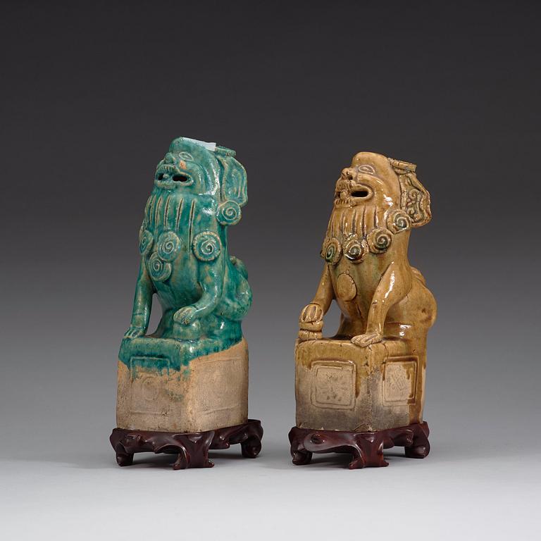 Two joss stick holders, Ming dynasty (1368-1644).