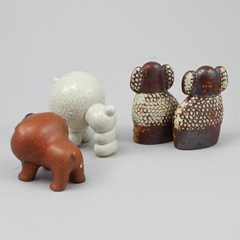 FIGURINER, 4 st, stengods, Lisa Larson, Gustavsberg, 1900-talets andra hälft.