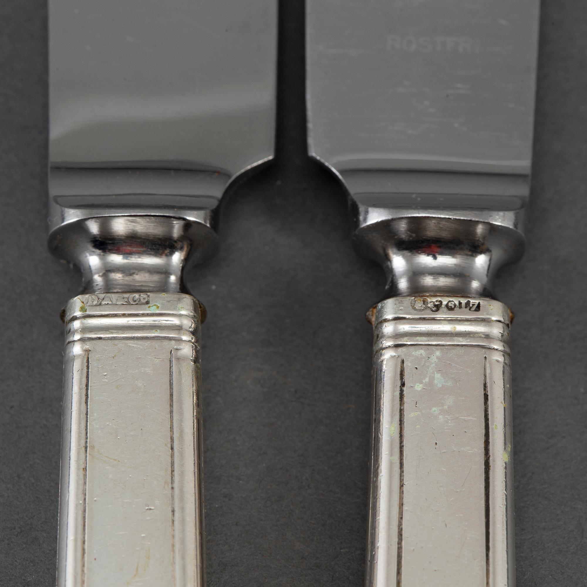 DAVID ANDERSEN,  12 st silver knives, Stockholm 1913.