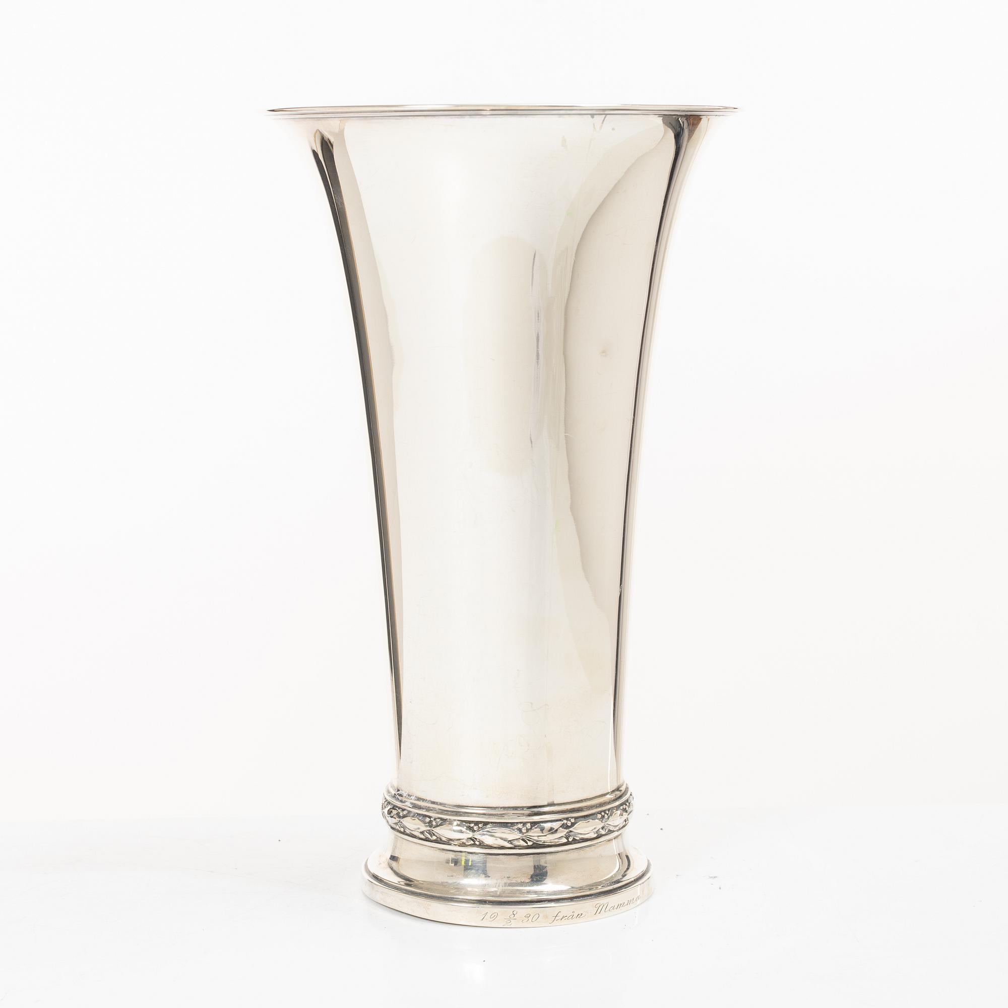 W.A. Bolin, a silver vase, Stockholm, 1928.
