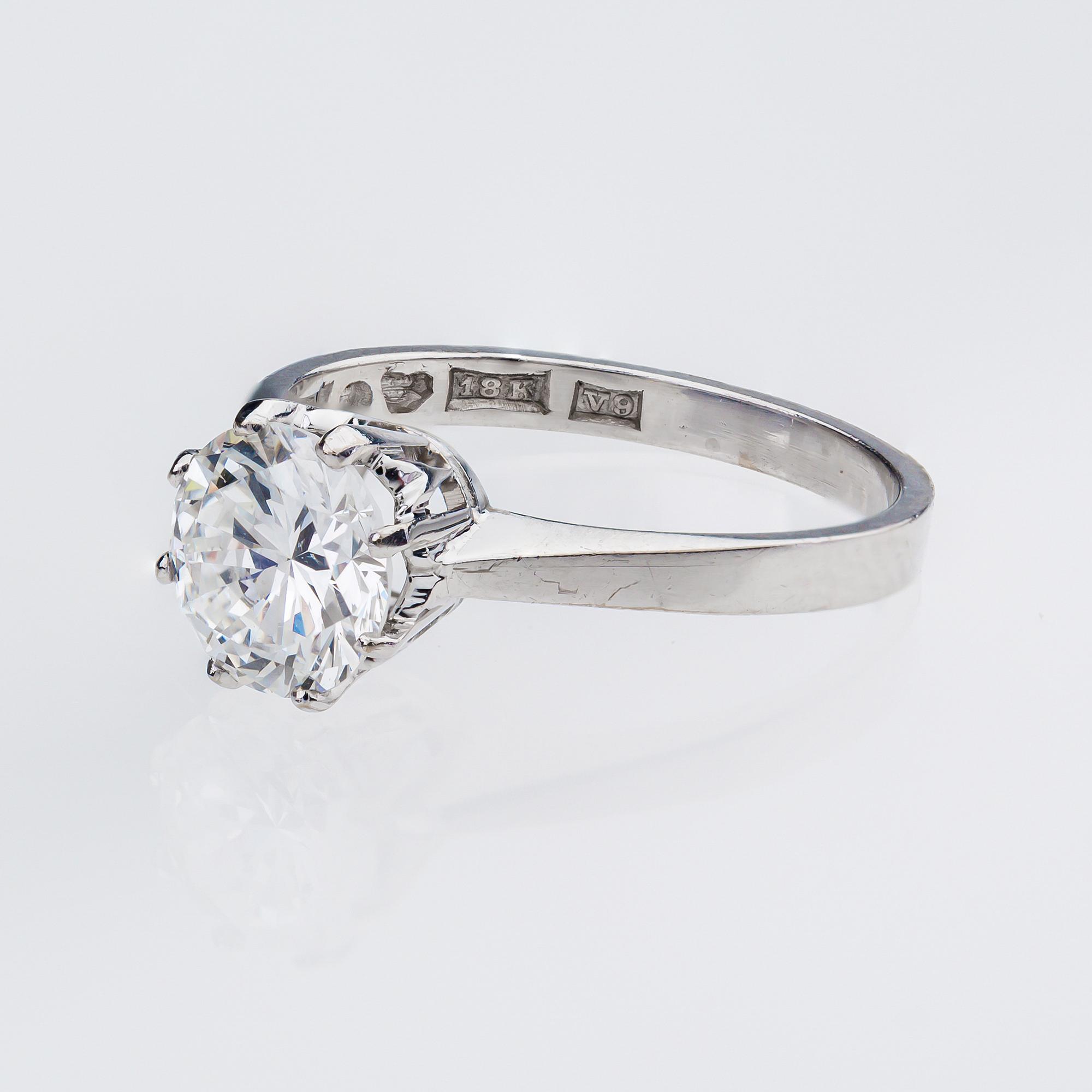 RING, 18K vitguld med briljantslipad diamant, enligt gravyr 1.33 ct.