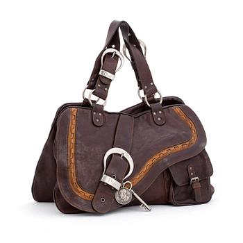 CHRISTIAN DIOR, a brown leather "Gaucho Large Double Saddle bag".