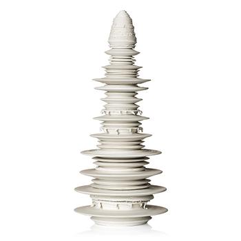 Gustaf Nordenskiöld, a unique sculpture "R.P.M Pale Temple", 2014. Turned porcelain, signed, height 39 cm, diameter 16 cm.