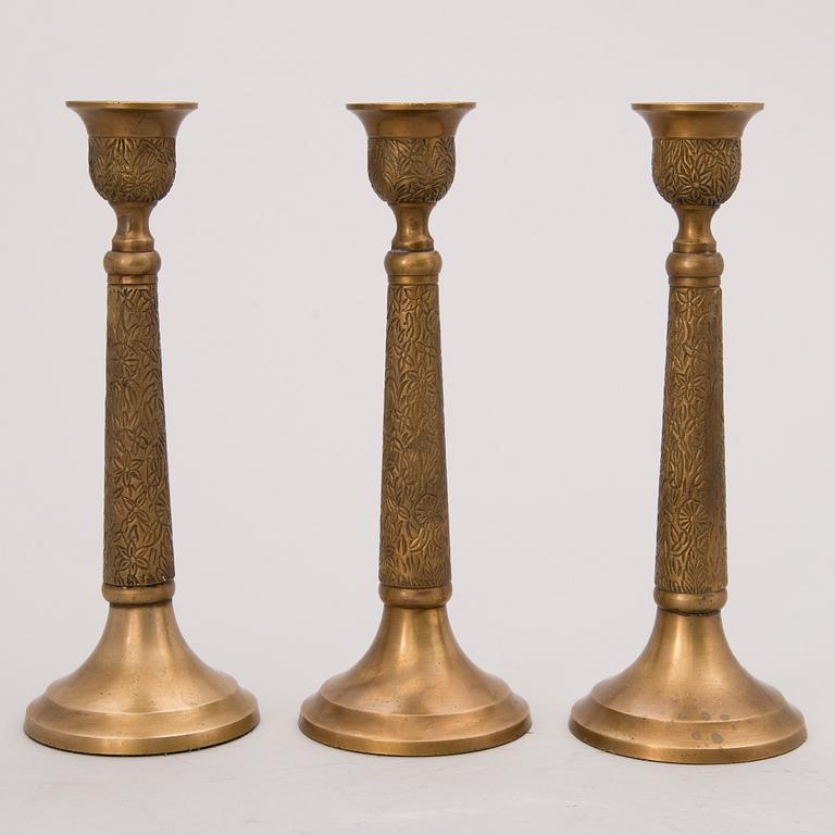 CANDLEHOLDERS, 8 pcs, different, brass and metal.