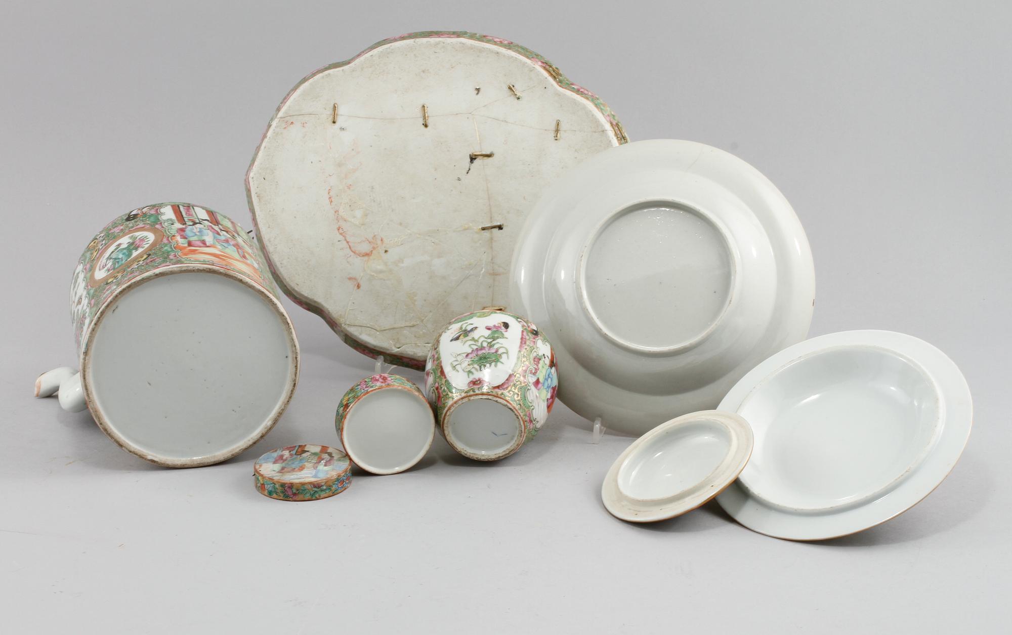 PARTI PORSLIN, 7 delar, Kanton, Kina, 1800-tal.