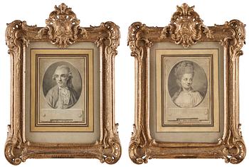 André Pujos, Marquis and Marquise de Villette. A pair. Signed A. Pujos and dated 1788 (2).