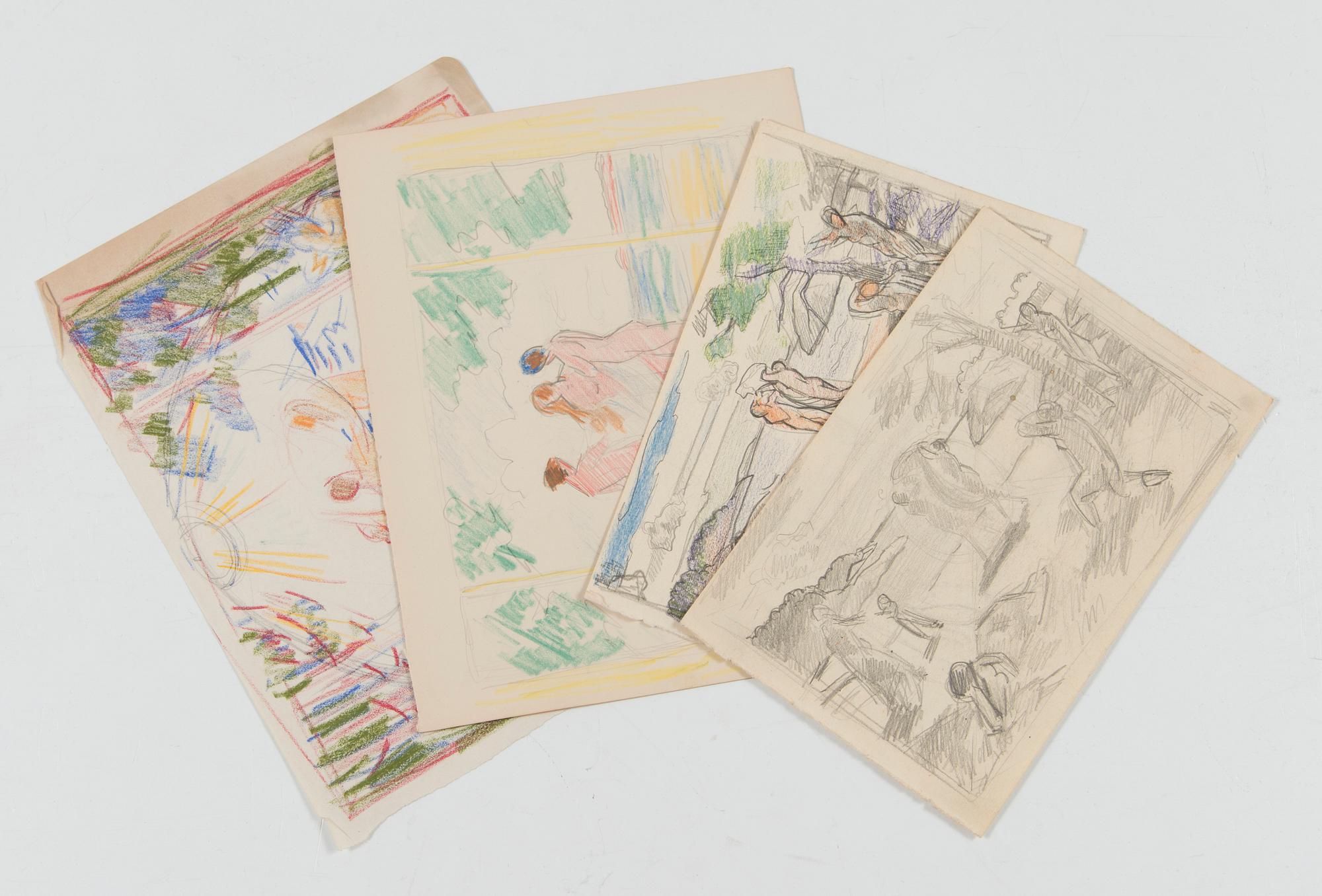 Santeri Salokivi, Sketches, 4 pcs, for the work 'The Song of the Sun' (1929).