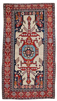 225. A CARPET, an antique/semi-antique Shirvan, ca 234 x 130 cm (as well as the ends with 1 cm flat weave).