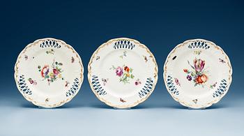 766. A set of 11 Berlin dessert dishes, 18th Century.