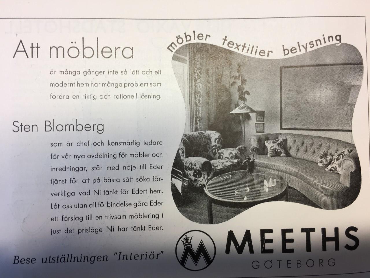 Sten Blomberg, tillskrivet, bord, Meeths, Göteborg, 1940-tal.