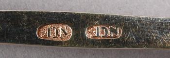 DESSERTBESTICK, 6 st, silver. Troligen Frankrike. 1830-tal.