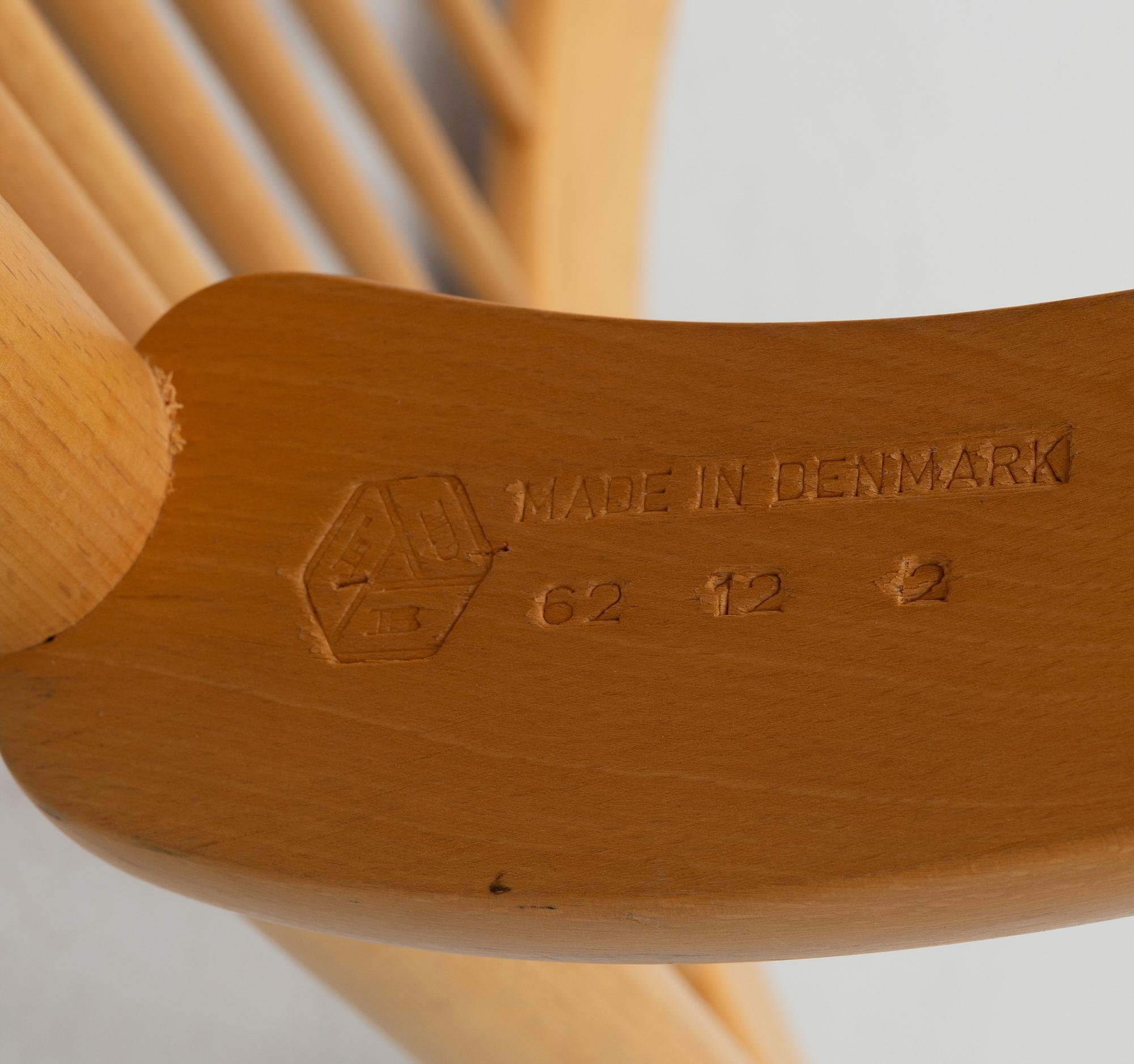 Hans J. Wegner, gungstol, "J16", F.D.B. Møbler, Danmark, 1962.