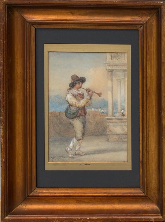 OKÄND KONSTNÄR, akvarell, signerad F. Dupont,  1800-tales fösta hälft.