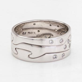 Georg Jensen, ring, "Fusion", 18K vitguld och diamanter tot. ca 0.18 ct.
