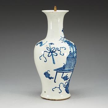 A blue and white vase, Qing dynasty, 19th Century with a six character Qianlong hall mark.