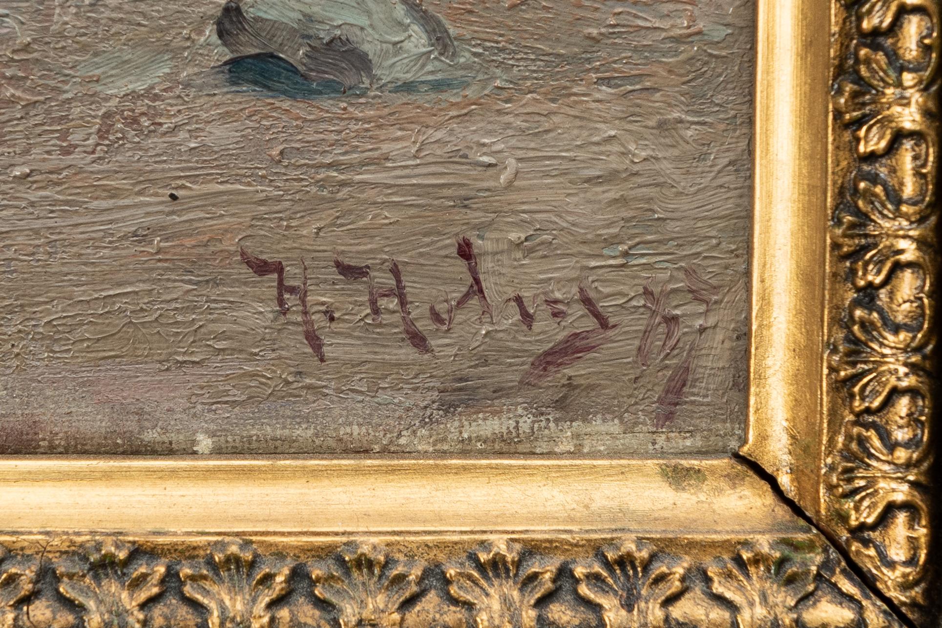 Okänd konstnär, 1800-tal, Vid sjöbodarna.