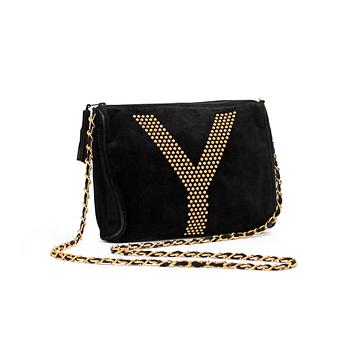 478. YVES SAINT LAURENT, a black suede shoulder bag.