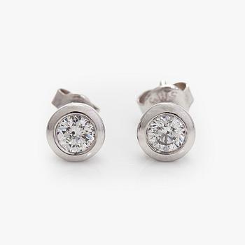 Earrings, brilliant-cut diamonds totalling circa 0.60 ct, 14K white gold.