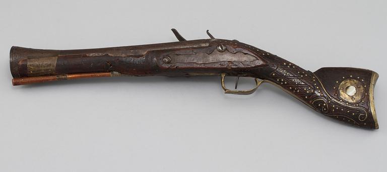 MUSKEDUNDER, flintlås, orientaliskt, 1800-tal.