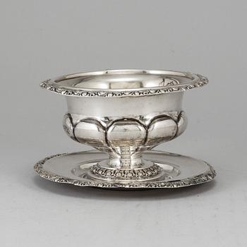 A silver sauce bowl by Carl Nyström Stockholm 1844.
