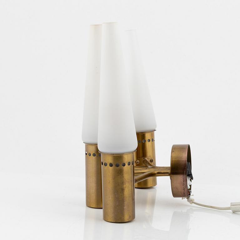 Hans-Agne Jakobsson, a brass wall lamp, Markaryd, Sweden, second half of the 20th century.