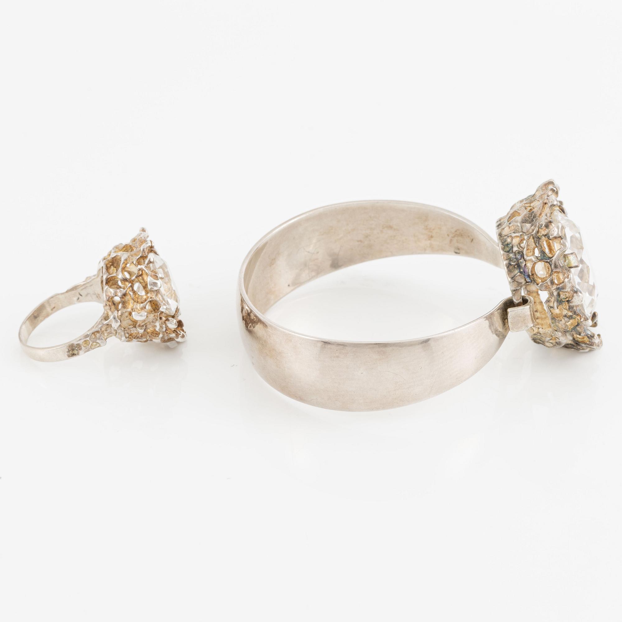 Niels Erik From, Ring och armring, silver och bergkristall.