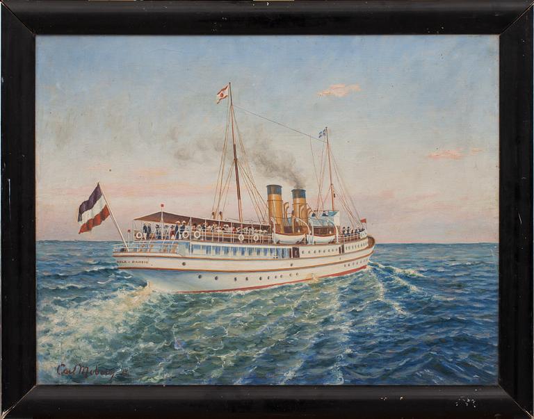 OKÄND KONSTNÄR, olja på duk. Signerad Carl Moberg. 1900-talets första del.