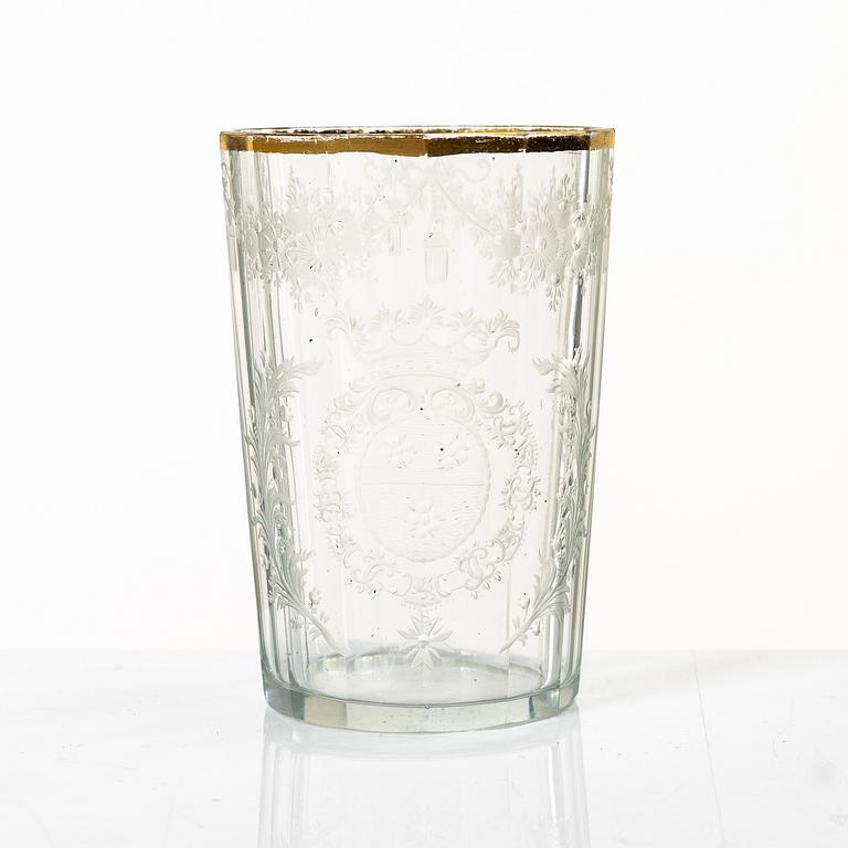 Six historical style glasses, around te year 1900.