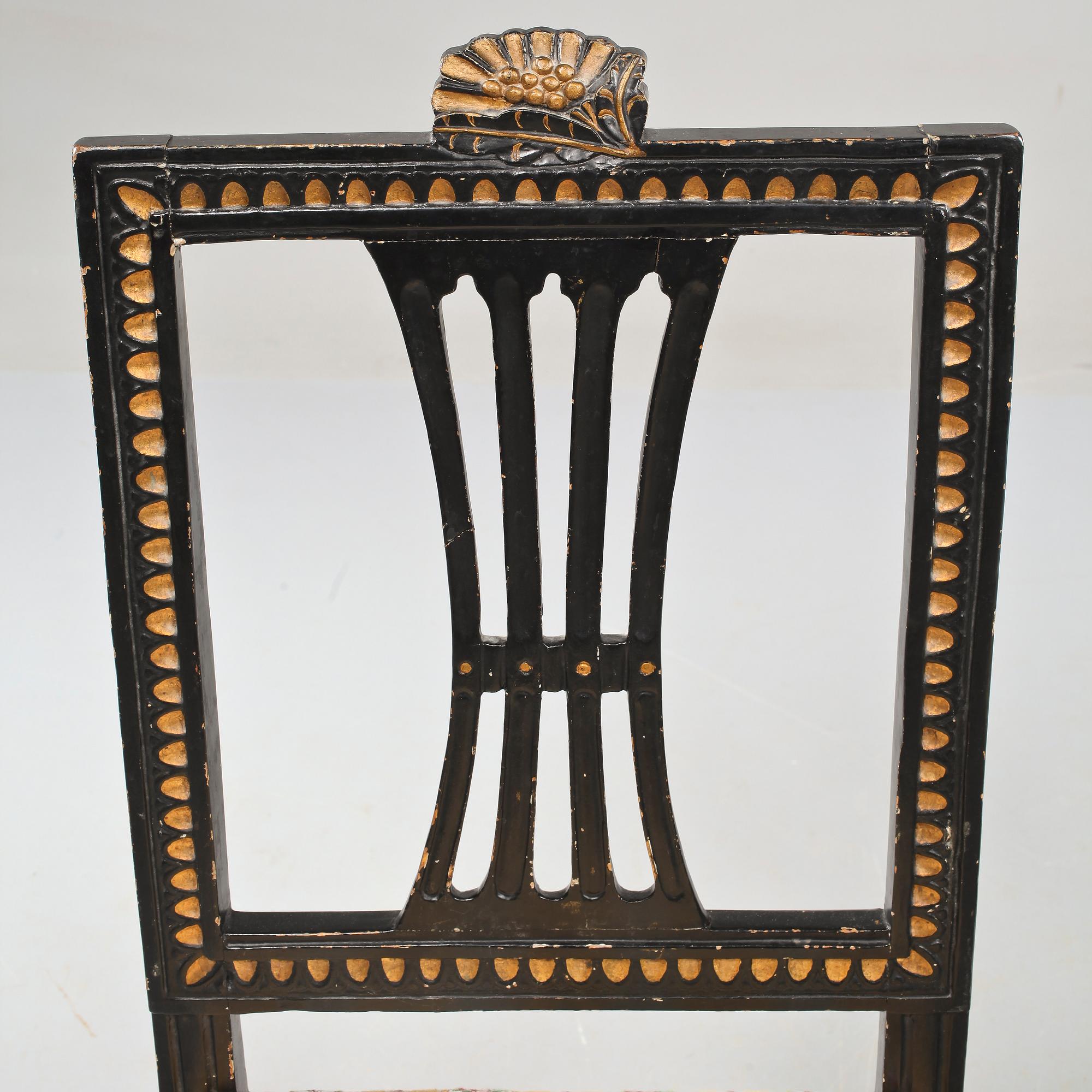 STOLAR, 3+2, gustavianska, Lindome, omkring sekelskiftet 1800.