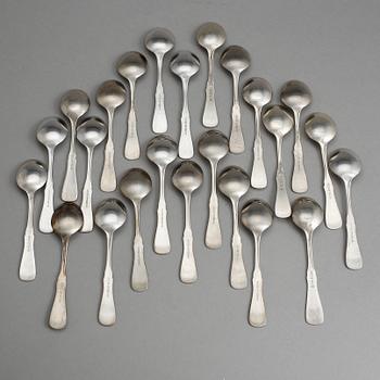 KAFFESKEDAR, 24 st, silver, MGAB modell "Uppsala", ca 1980. Tot vikt: 224 gram.