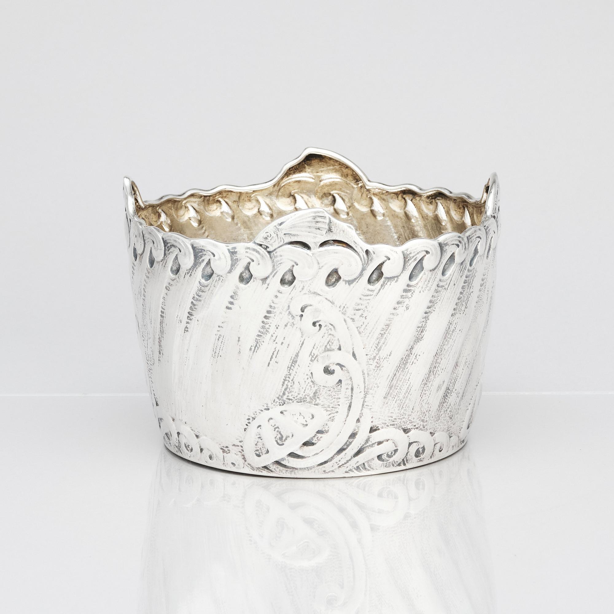 Anna Möcklin, an Art Nouveau silver flower pot, Firma K. Anderson, Stockholm 1911. Possibly designed by Ferdinand Boberg.
