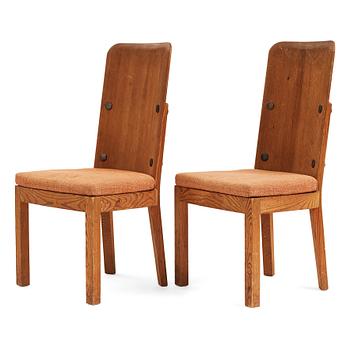 294. Axel Einar Hjorth, a pair of stained pine "Lovö" chairs, Nordiska Kompaniet, Sweden 1930's.