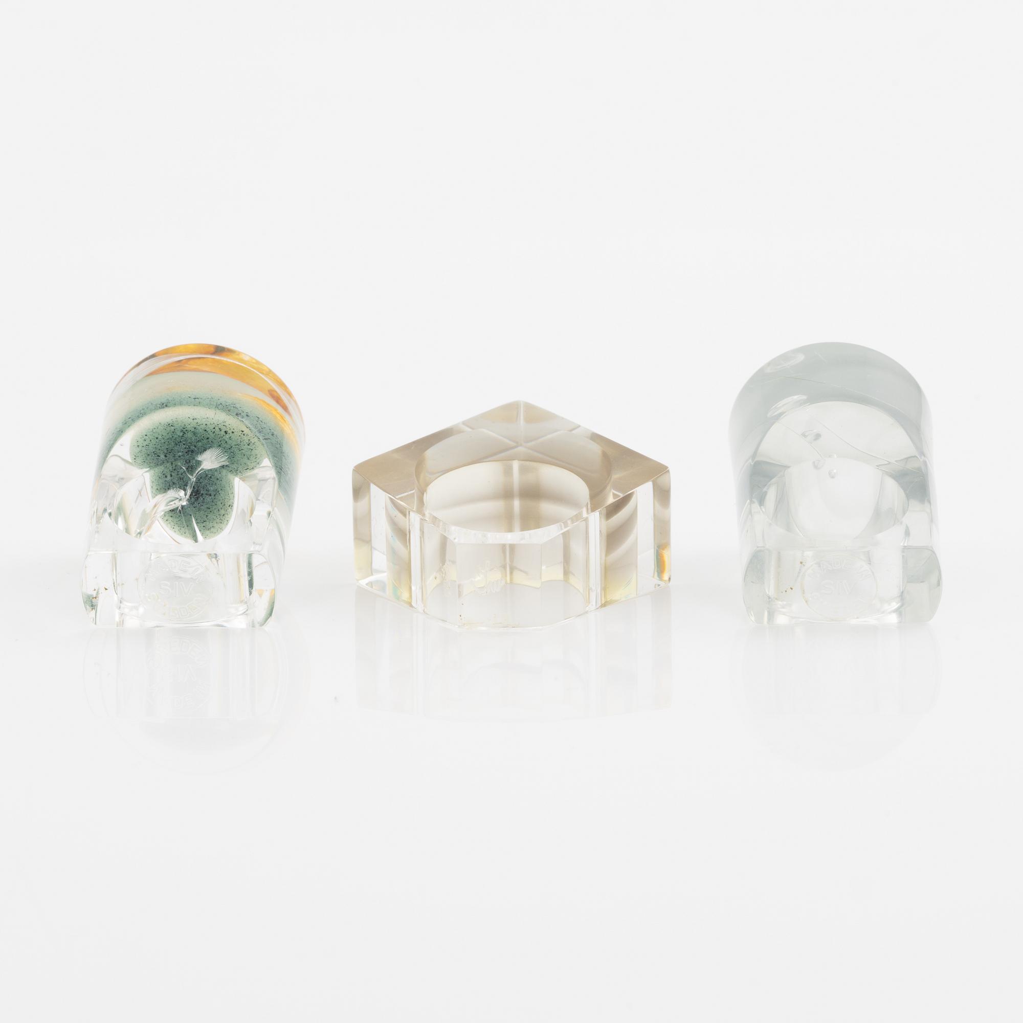 Siv Lagerström, three acrylic rings, 1970s.