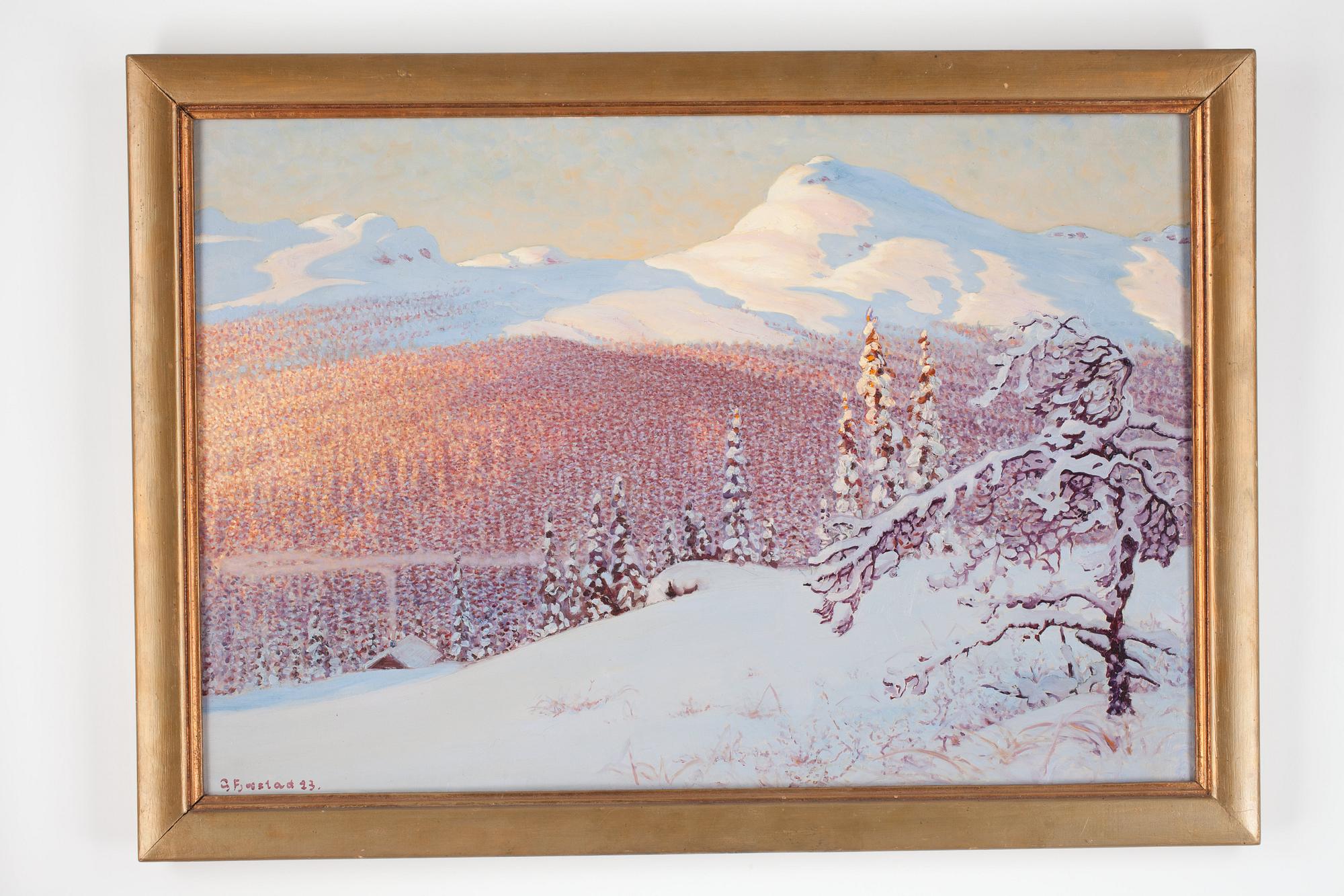 Gustaf Fjaestad, Landscape in winter.