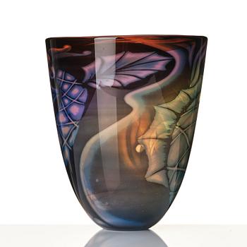 Eva Englund, a 'graal' glass vase, Orrefors, Sweden 1987.