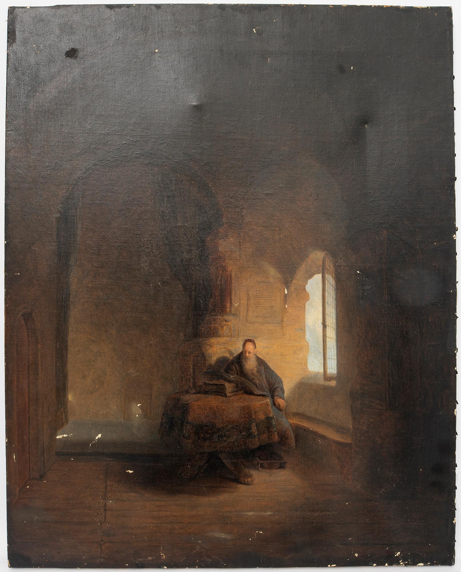 Hildegard Norberg, Interior with Monk by a Window, after Rembrandt, second half of the 19th century.