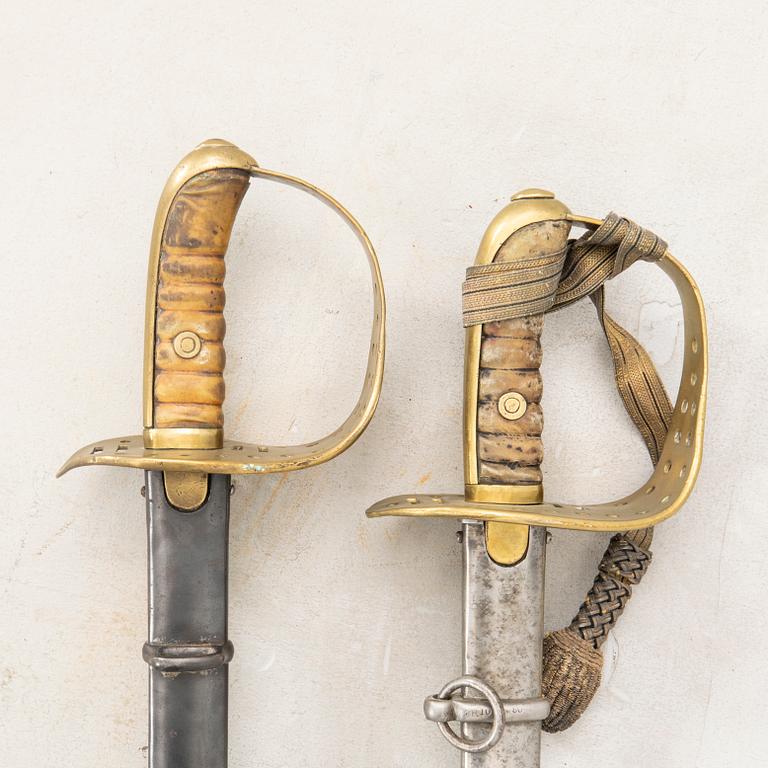 Two Swedish cavalry swords, 1867-93 pattern, with scabbards.