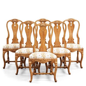 50. Six Swedish Rococo 18th century chairs.