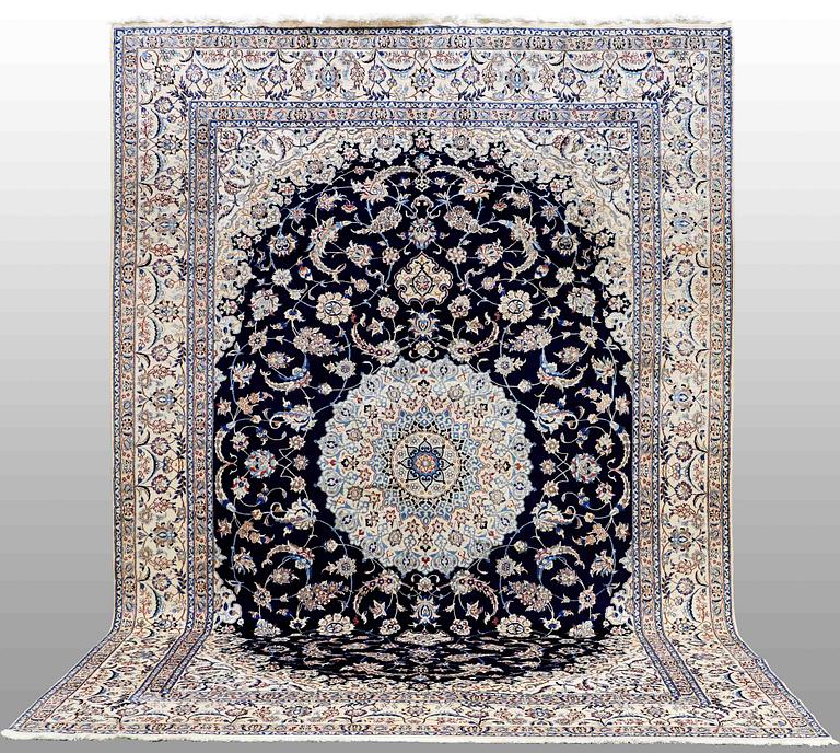 A CARPET, Nain, part silk , so called 9 LAA, ca 430 x 300 cm.