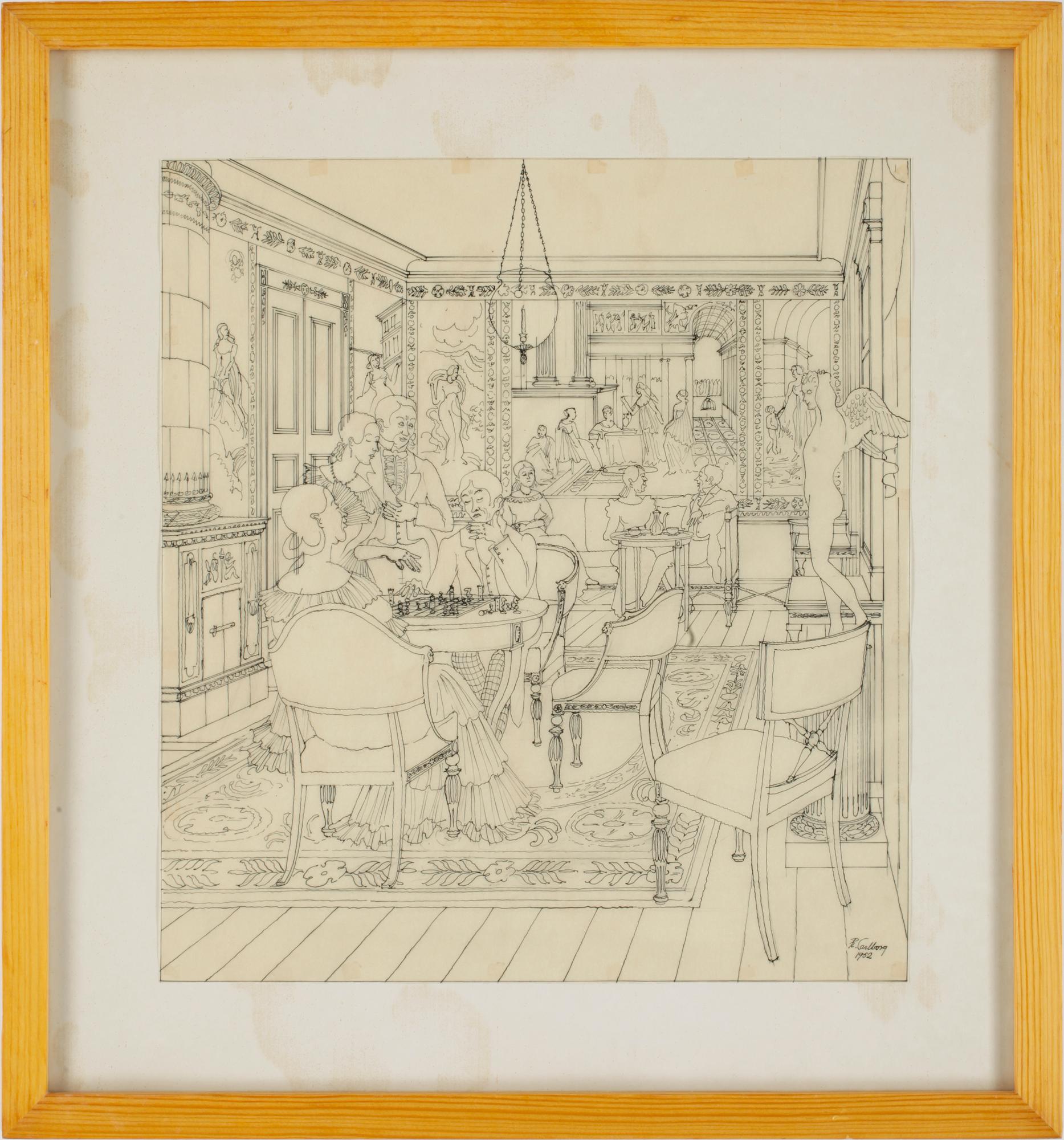 RUDOLF CARLBORG, 9 st, tuschteckningar, sign.