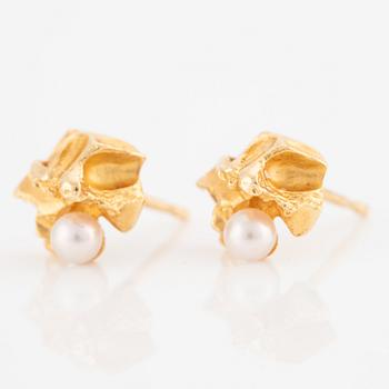 Björn Weckström, Lapponia, earrings, "Saana", 18K gold with pearls.